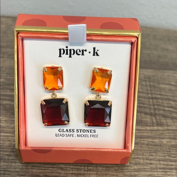 Piper K | Square Drop Earrings In Autumn 🍂 Hues - Picture 1 of 7